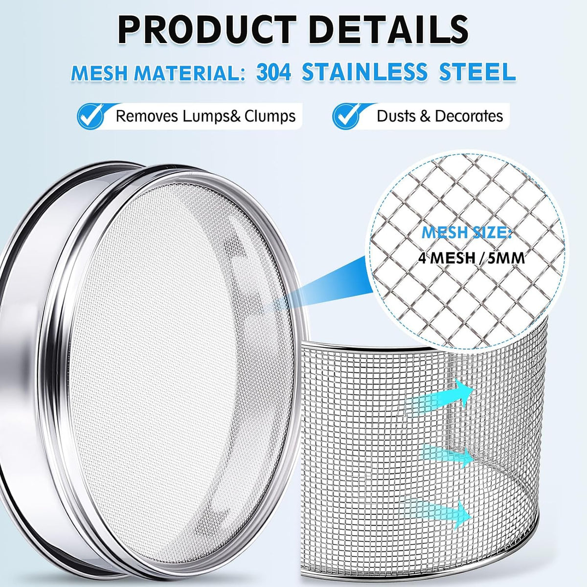 325 Mesh(0.045mm) Lab Sieve, 3.9"(10cm) Diameter Sifting Screen 304 Stainless Steel Wire Cloth Fine Mesh Sieve for Industrial Laboratory Home Soil Sifter Dry Sift Screens Hash - Colors C