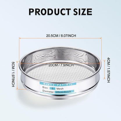 325 Mesh(0.045mm) Lab Sieve, 3.9"(10cm) Diameter Sifting Screen 304 Stainless Steel Wire Cloth Fine Mesh Sieve for Industrial Laboratory Home Soil Sifter Dry Sift Screens Hash - Colors C