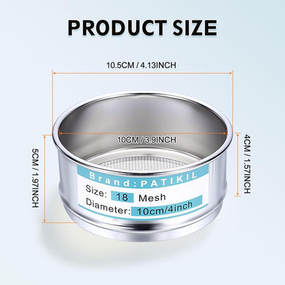 325 Mesh(0.045mm) Lab Sieve, 3.9"(10cm) Diameter Sifting Screen 304 Stainless Steel Wire Cloth Fine Mesh Sieve for Industrial Laboratory Home Soil Sifter Dry Sift Screens Hash - Colors C