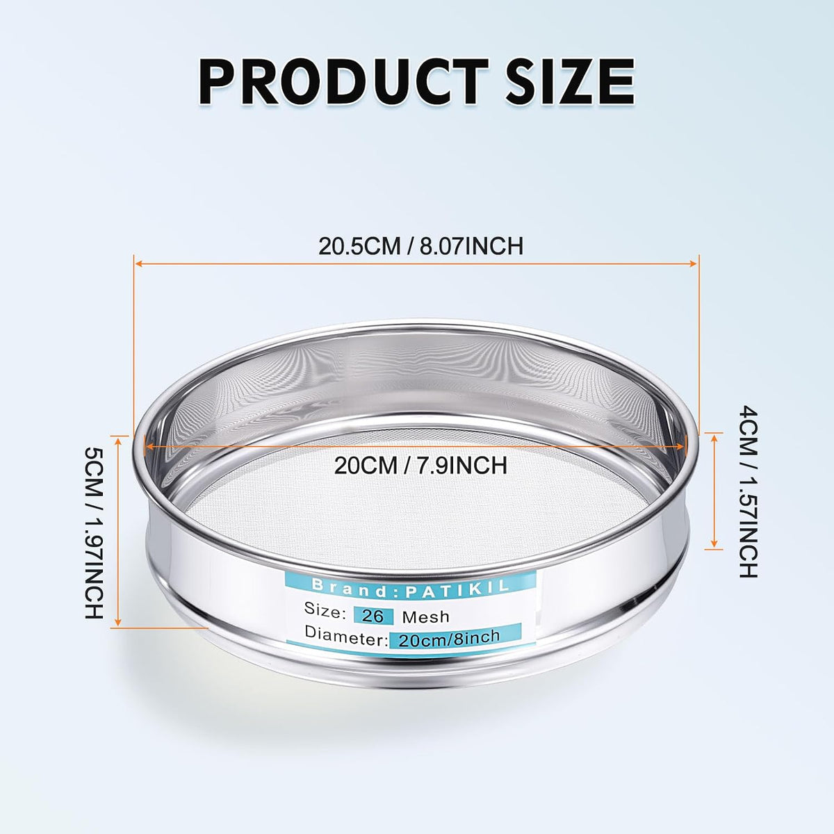 325 Mesh(0.045mm) Lab Sieve, 3.9"(10cm) Diameter Sifting Screen 304 Stainless Steel Wire Cloth Fine Mesh Sieve for Industrial Laboratory Home Soil Sifter Dry Sift Screens Hash - Colors C