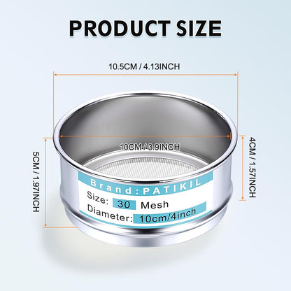 325 Mesh(0.045mm) Lab Sieve, 3.9"(10cm) Diameter Sifting Screen 304 Stainless Steel Wire Cloth Fine Mesh Sieve for Industrial Laboratory Home Soil Sifter Dry Sift Screens Hash - Colors C