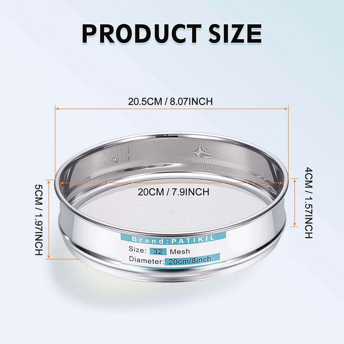325 Mesh(0.045mm) Lab Sieve, 3.9"(10cm) Diameter Sifting Screen 304 Stainless Steel Wire Cloth Fine Mesh Sieve for Industrial Laboratory Home Soil Sifter Dry Sift Screens Hash - Colors C