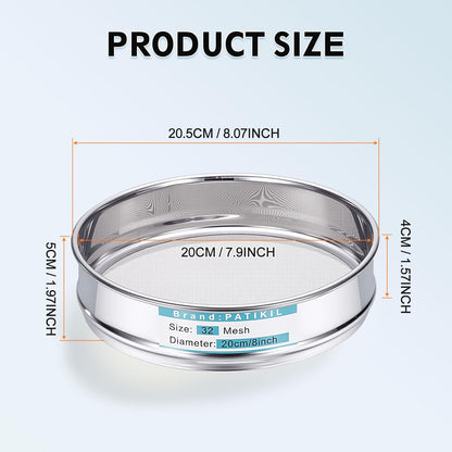 325 Mesh(0.045mm) Lab Sieve, 3.9"(10cm) Diameter Sifting Screen 304 Stainless Steel Wire Cloth Fine Mesh Sieve for Industrial Laboratory Home Soil Sifter Dry Sift Screens Hash - Colors C