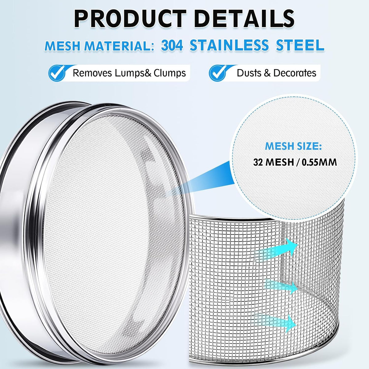 325 Mesh(0.045mm) Lab Sieve, 3.9"(10cm) Diameter Sifting Screen 304 Stainless Steel Wire Cloth Fine Mesh Sieve for Industrial Laboratory Home Soil Sifter Dry Sift Screens Hash - Colors C