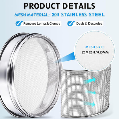 325 Mesh(0.045mm) Lab Sieve, 3.9"(10cm) Diameter Sifting Screen 304 Stainless Steel Wire Cloth Fine Mesh Sieve for Industrial Laboratory Home Soil Sifter Dry Sift Screens Hash - Colors C