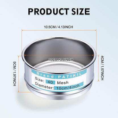 325 Mesh(0.045mm) Lab Sieve, 3.9"(10cm) Diameter Sifting Screen 304 Stainless Steel Wire Cloth Fine Mesh Sieve for Industrial Laboratory Home Soil Sifter Dry Sift Screens Hash - Colors C