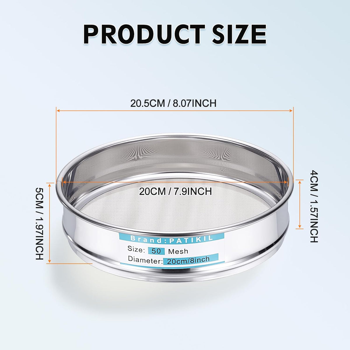 325 Mesh(0.045mm) Lab Sieve, 3.9"(10cm) Diameter Sifting Screen 304 Stainless Steel Wire Cloth Fine Mesh Sieve for Industrial Laboratory Home Soil Sifter Dry Sift Screens Hash - Colors C