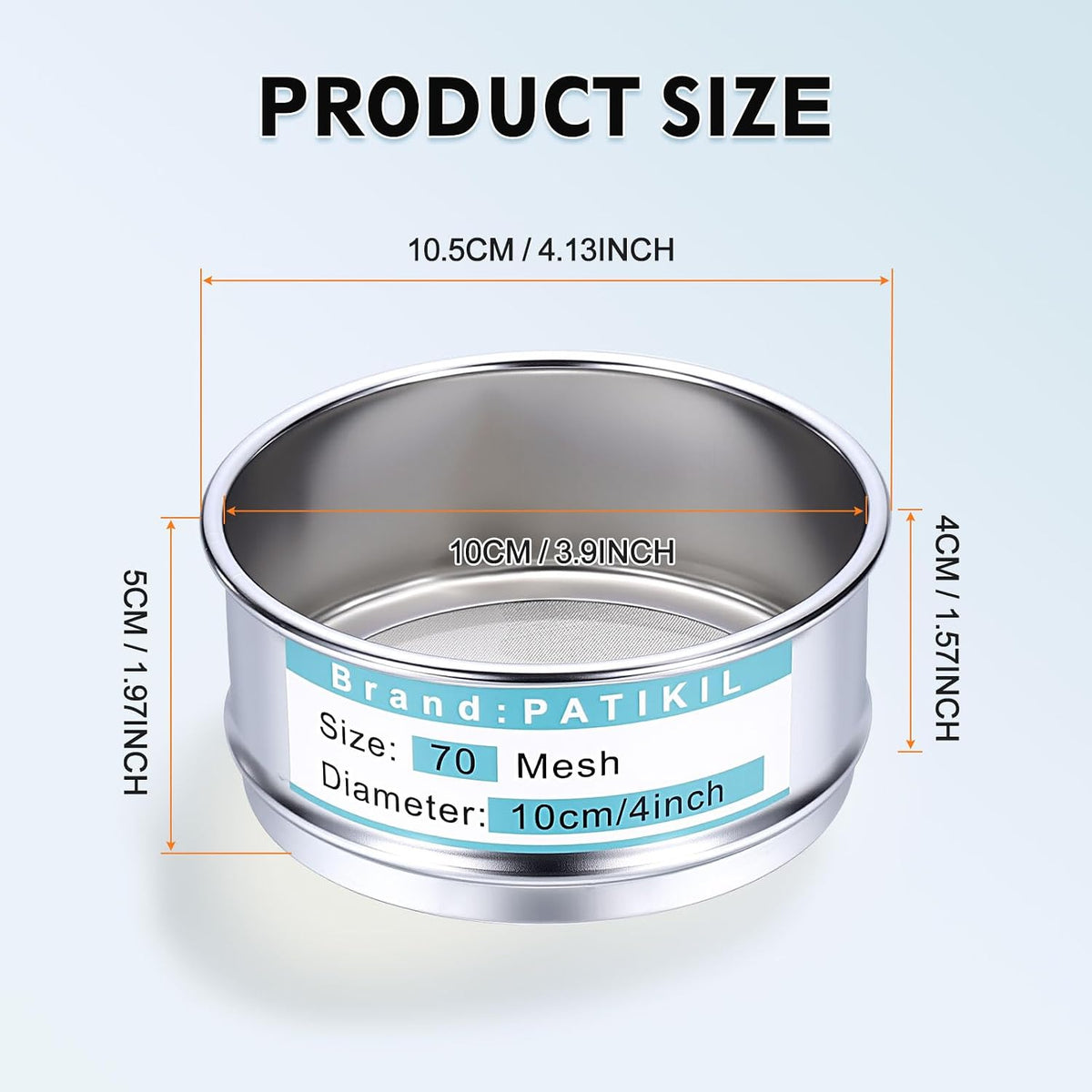 325 Mesh(0.045mm) Lab Sieve, 3.9"(10cm) Diameter Sifting Screen 304 Stainless Steel Wire Cloth Fine Mesh Sieve for Industrial Laboratory Home Soil Sifter Dry Sift Screens Hash - Colors C