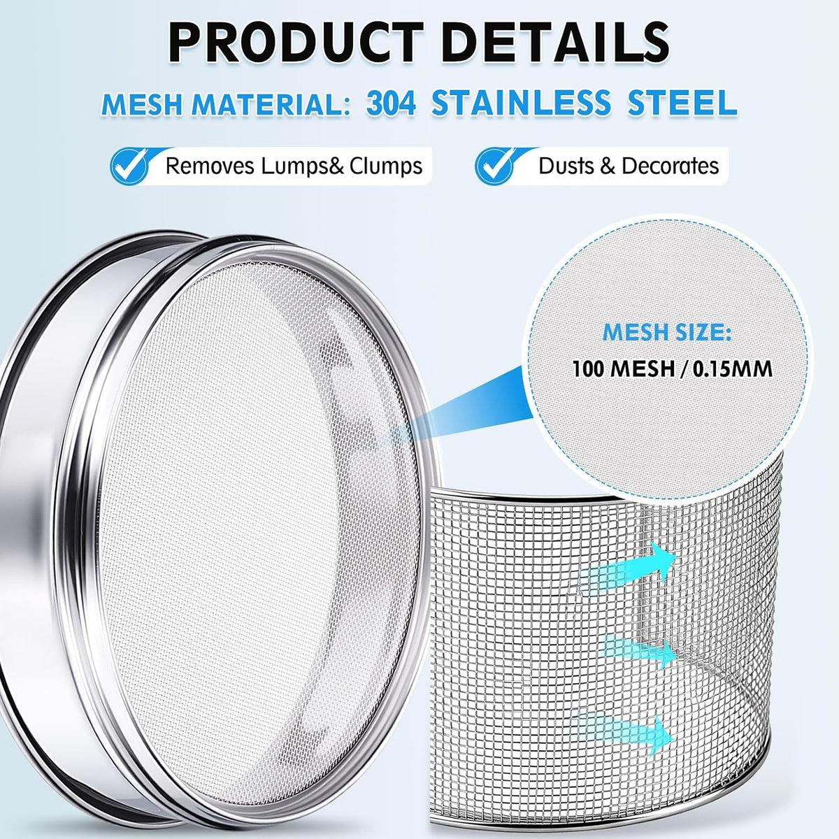 325 Mesh(0.045mm) Lab Sieve, 3.9"(10cm) Diameter Sifting Screen 304 Stainless Steel Wire Cloth Fine Mesh Sieve for Industrial Laboratory Home Soil Sifter Dry Sift Screens Hash - Colors C