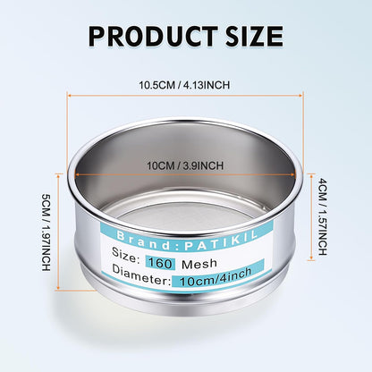 325 Mesh(0.045mm) Lab Sieve, 3.9"(10cm) Diameter Sifting Screen 304 Stainless Steel Wire Cloth Fine Mesh Sieve for Industrial Laboratory Home Soil Sifter Dry Sift Screens Hash - Colors C