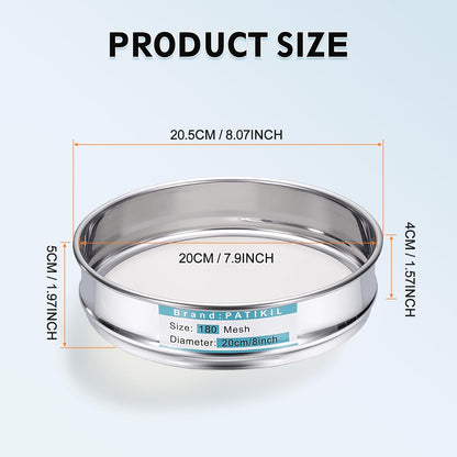325 Mesh(0.045mm) Lab Sieve, 3.9"(10cm) Diameter Sifting Screen 304 Stainless Steel Wire Cloth Fine Mesh Sieve for Industrial Laboratory Home Soil Sifter Dry Sift Screens Hash - Colors C