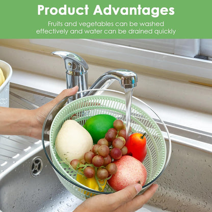 PP Salad Spinner, Multi-Use Basket, 4.22 QT Large Capacity Salad Washer Labor Saving Lettuce Spinner Multiple Water Outlet Lettuce Drainer for Household(Green)