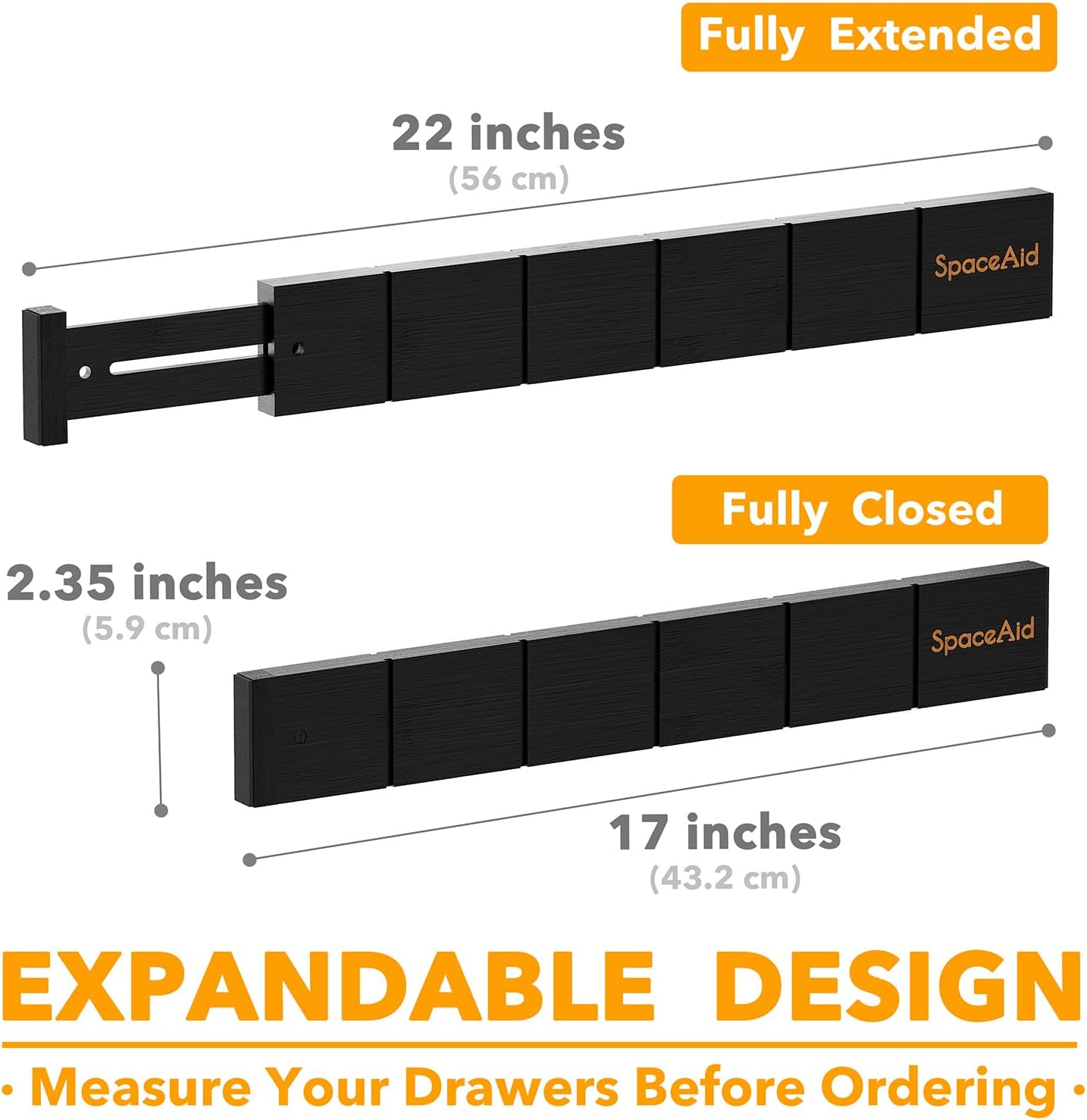 Bamboo Drawer Dividers with Inserts and Labels, Kitchen Adjustable Drawer Organizers, Expandable Organization for Home, Office, Dressers, 4 Dividers with 9 Inserts (17"-22" Natural)