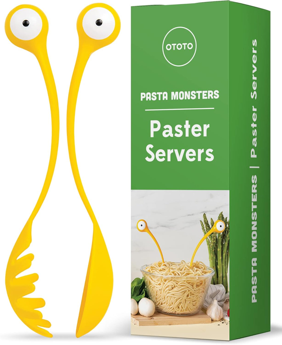 Pasta Monsters and Salad Servers - BPA-Free Fun Kitchen Gadgets - 100% Food Safe Salad Spoon and Fork Set - 11.93x 3.39 x 2.24 inch