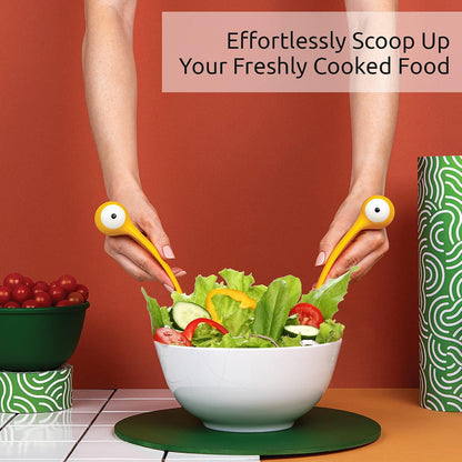 Pasta Monsters and Salad Servers - BPA-Free Fun Kitchen Gadgets - 100% Food Safe Salad Spoon and Fork Set - 11.93x 3.39 x 2.24 inch