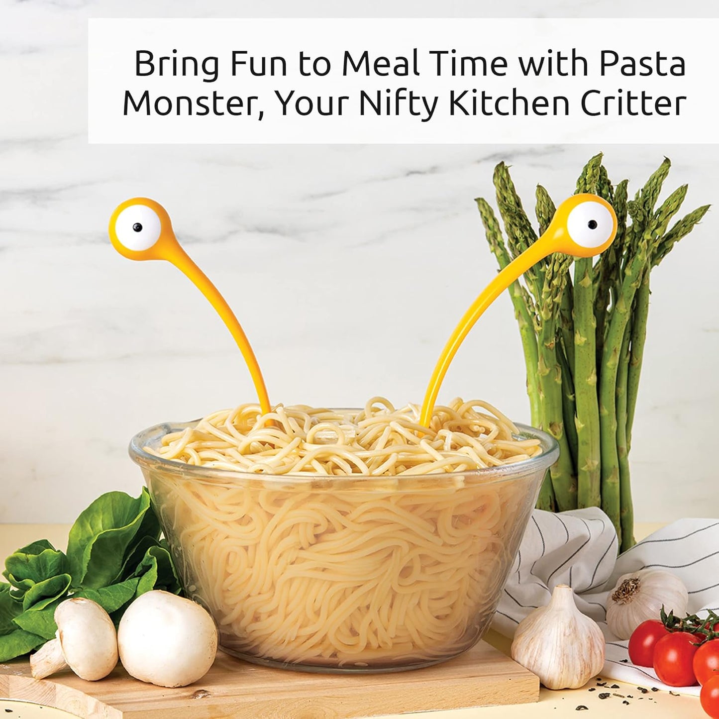 Pasta Monsters and Salad Servers - BPA-Free Fun Kitchen Gadgets - 100% Food Safe Salad Spoon and Fork Set - 11.93x 3.39 x 2.24 inch