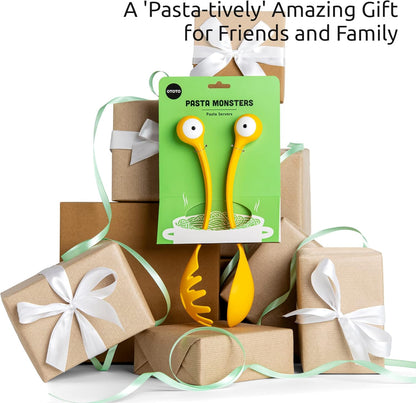 Pasta Monsters and Salad Servers - BPA-Free Fun Kitchen Gadgets - 100% Food Safe Salad Spoon and Fork Set - 11.93x 3.39 x 2.24 inch