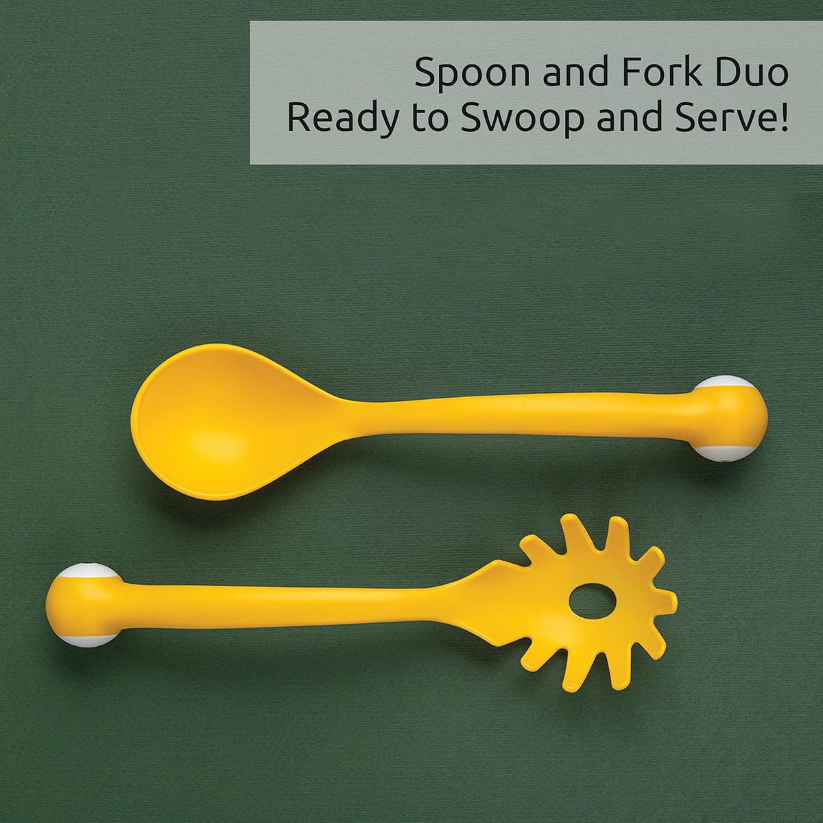 Pasta Monsters and Salad Servers - BPA-Free Fun Kitchen Gadgets - 100% Food Safe Salad Spoon and Fork Set - 11.93x 3.39 x 2.24 inch