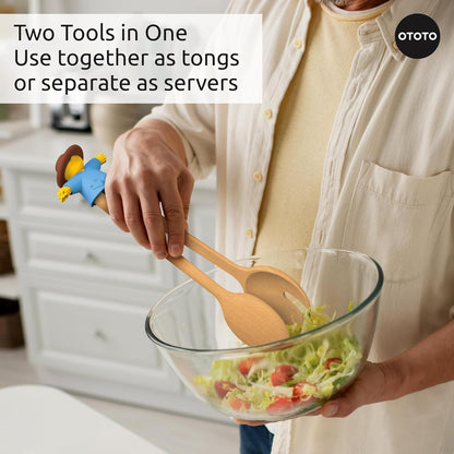 Pasta Monsters and Salad Servers - BPA-Free Fun Kitchen Gadgets - 100% Food Safe Salad Spoon and Fork Set - 11.93x 3.39 x 2.24 inch