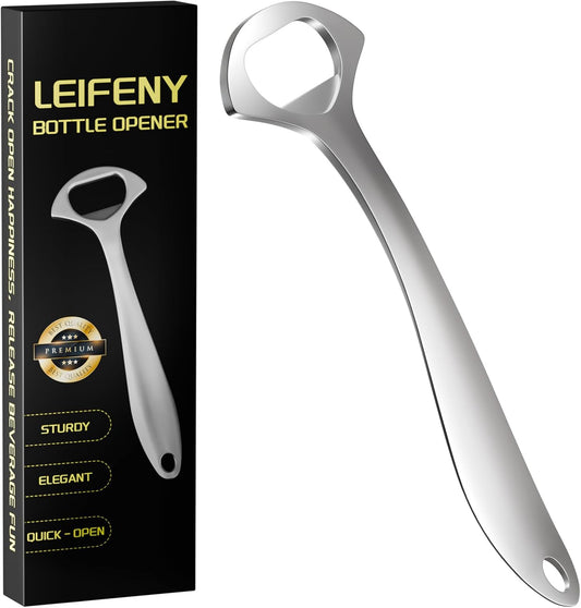 Heavy-Duty Beer Bottle Opener for Home and Bar Bartender | Easy Pop Cap, Zinc Alloy Metal with Smooth Surface, Comfortable Grip, Gift Packaging Included