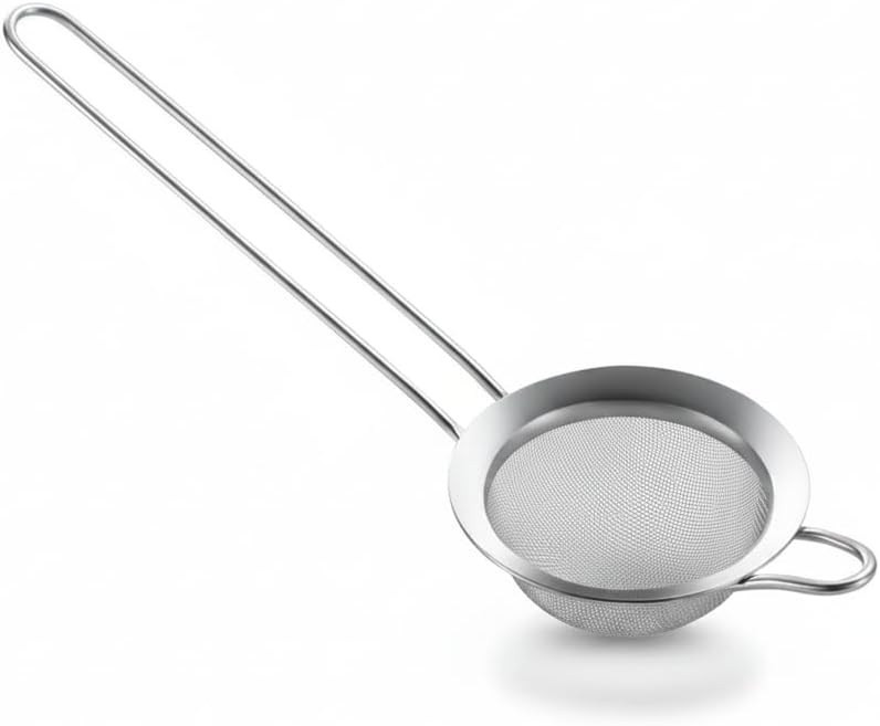 3 inches 304 Stainless Steel Fine Mesh Strainers for Kitchen, Colander-Skimmer with Handle, Metal Sieve Sifters for Food, Rice, Oil, Noodles, Fruits, Vegetable, Tea Strainer