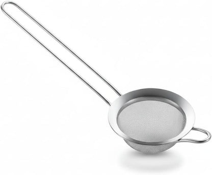 3 inches 304 Stainless Steel Fine Mesh Strainers for Kitchen, Colander-Skimmer with Handle, Metal Sieve Sifters for Food, Rice, Oil, Noodles, Fruits, Vegetable, Tea Strainer