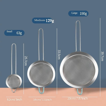3 inches 304 Stainless Steel Fine Mesh Strainers for Kitchen, Colander-Skimmer with Handle, Metal Sieve Sifters for Food, Rice, Oil, Noodles, Fruits, Vegetable, Tea Strainer