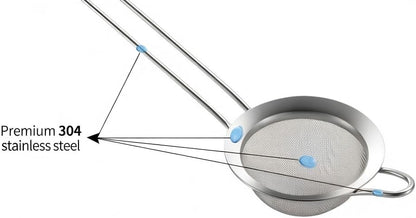3 inches 304 Stainless Steel Fine Mesh Strainers for Kitchen, Colander-Skimmer with Handle, Metal Sieve Sifters for Food, Rice, Oil, Noodles, Fruits, Vegetable, Tea Strainer