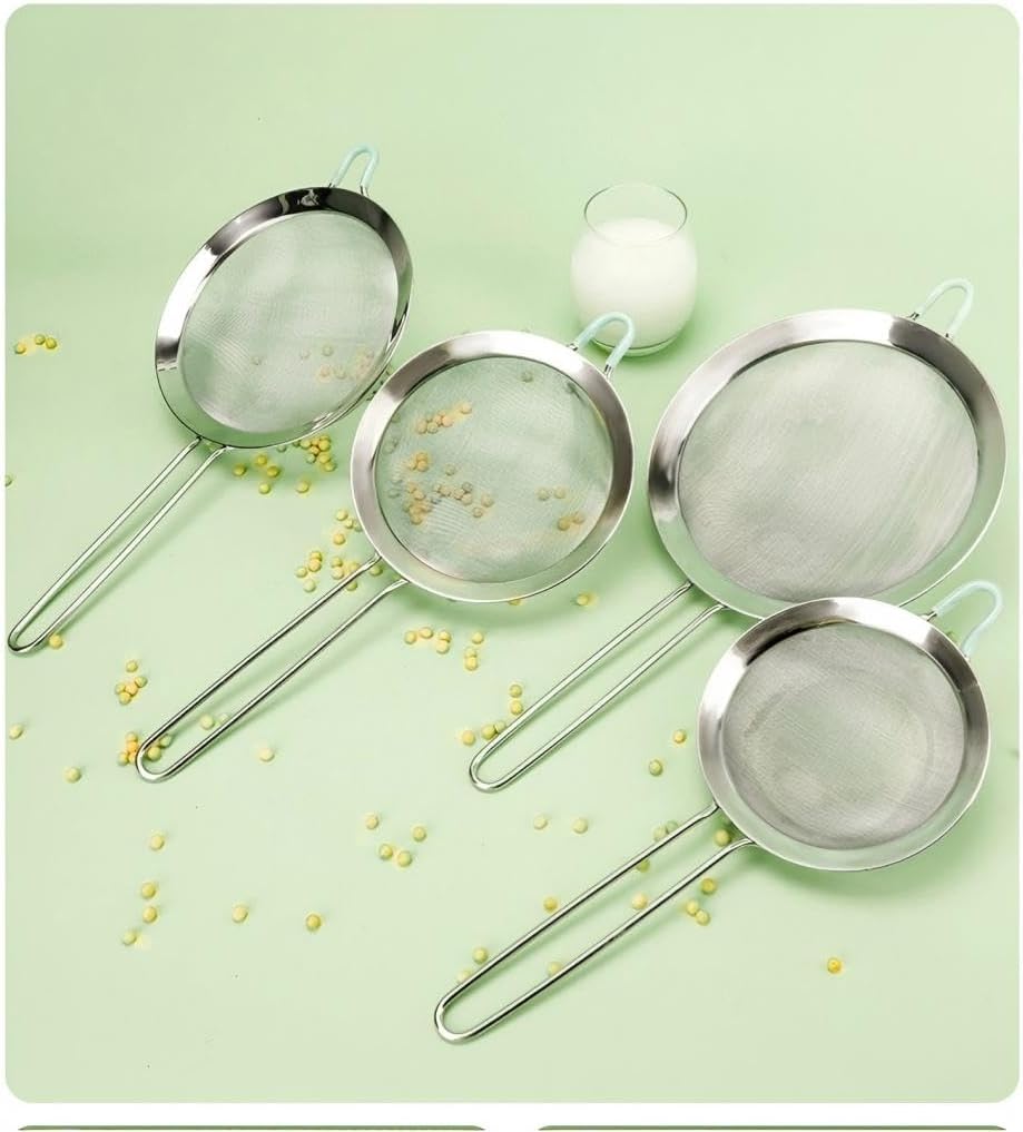 3 inches 304 Stainless Steel Fine Mesh Strainers for Kitchen, Colander-Skimmer with Handle, Metal Sieve Sifters for Food, Rice, Oil, Noodles, Fruits, Vegetable, Tea Strainer