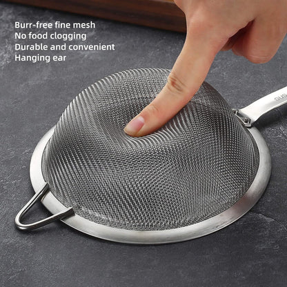 3 inches 304 Stainless Steel Fine Mesh Strainers for Kitchen, Colander-Skimmer with Handle, Metal Sieve Sifters for Food, Rice, Oil, Noodles, Fruits, Vegetable, Tea Strainer