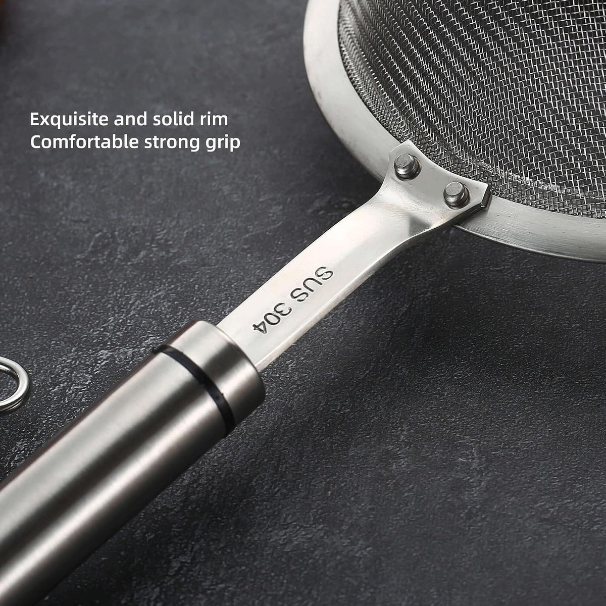 3 inches 304 Stainless Steel Fine Mesh Strainers for Kitchen, Colander-Skimmer with Handle, Metal Sieve Sifters for Food, Rice, Oil, Noodles, Fruits, Vegetable, Tea Strainer