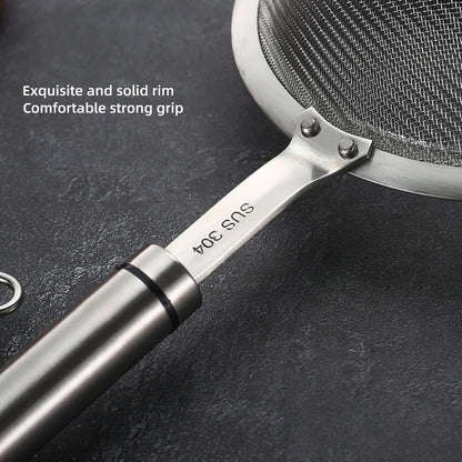 3 inches 304 Stainless Steel Fine Mesh Strainers for Kitchen, Colander-Skimmer with Handle, Metal Sieve Sifters for Food, Rice, Oil, Noodles, Fruits, Vegetable, Tea Strainer