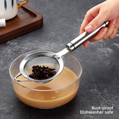 3 inches 304 Stainless Steel Fine Mesh Strainers for Kitchen, Colander-Skimmer with Handle, Metal Sieve Sifters for Food, Rice, Oil, Noodles, Fruits, Vegetable, Tea Strainer