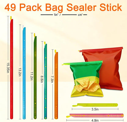 49 PCS Chip Clips & Bag Sealers, Reusable Food Bag Clips with 7 Sizes | Reusable Bag Clips for Food with 7 Assorted Sizes,Airtight & Watertight Food Bag Sealing Clips, Plastic Bag Sealers for Chips