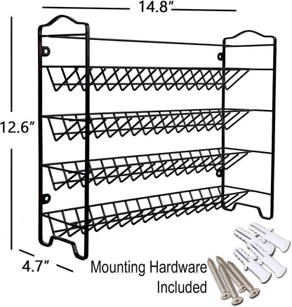 Spice Rack Organizer with 32 Glass Spice Jars and 396 Spice Labels | Chalk Marker, Funnel - Spice Organizer for Cabinet, Countertop, Pantry, Cupboard & Wall Mount, 14.8" W × 12.6" H, Black