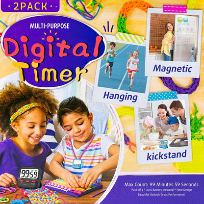 2 Pack Digital Timer for Kids Teacher Classroom Kitchen Office