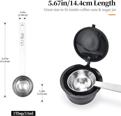 5.98in Long Handle Coffee Scoop for Ground Coffee, 2Tbsp/30ml | 18/8 Stainless Steel 2 Tablespoon Measuring Spoon, Metal Tbsp Scooper for Coffee Bean, Powder, Protein, Tea, Jar, Container