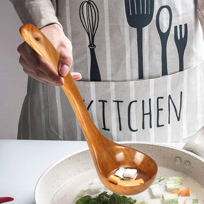 3Pcs Wooden Ladles Serving Spoon Non Toxic Soup Ladle Wood Cooking Spoons | Wood Spoons for Cooking Ladel Large Spoon Kitchen Tools Ladles Big Spaghetti Spoon Laddle Soup Spoons Teak Round Deep Ladle