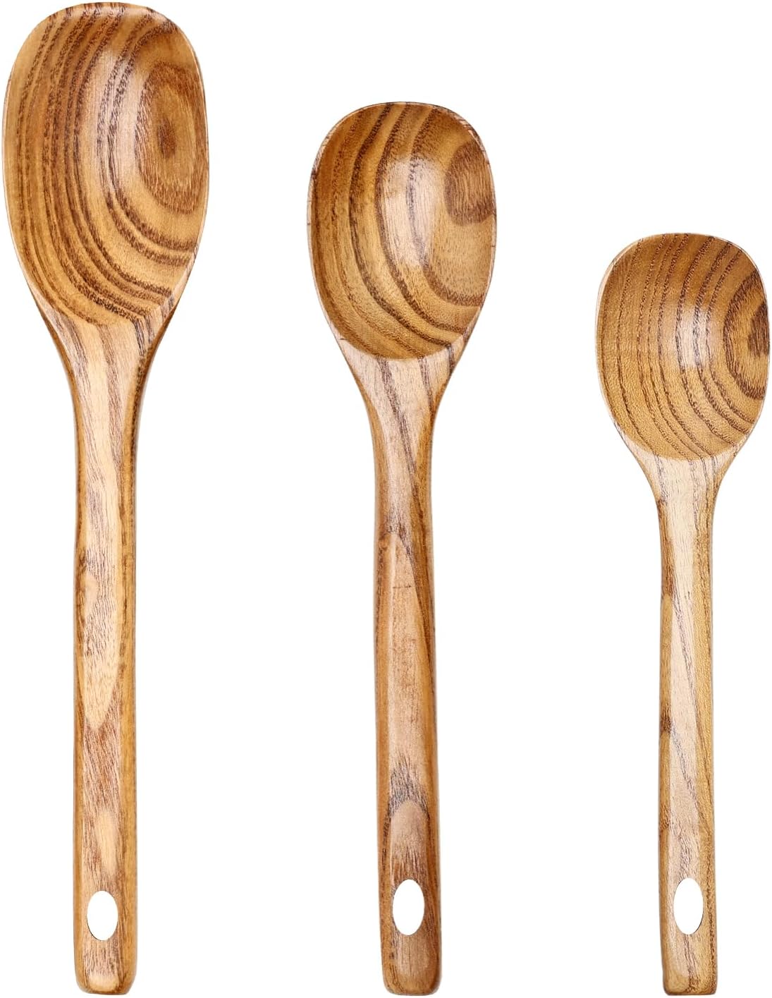 3Pcs Wooden Ladles Serving Spoon Non Toxic Soup Ladle Wood Cooking Spoons | Wood Spoons for Cooking Ladel Large Spoon Kitchen Tools Ladles Big Spaghetti Spoon Laddle Soup Spoons Teak Round Deep Ladle