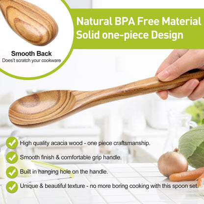 3Pcs Wooden Ladles Serving Spoon Non Toxic Soup Ladle Wood Cooking Spoons | Wood Spoons for Cooking Ladel Large Spoon Kitchen Tools Ladles Big Spaghetti Spoon Laddle Soup Spoons Teak Round Deep Ladle