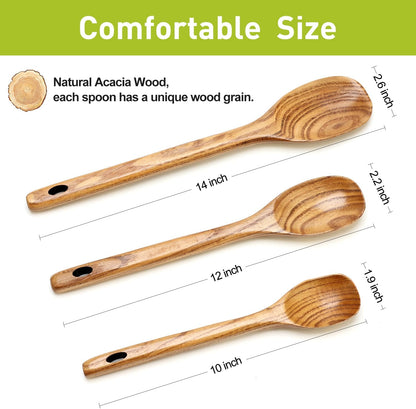 3Pcs Wooden Ladles Serving Spoon Non Toxic Soup Ladle Wood Cooking Spoons | Wood Spoons for Cooking Ladel Large Spoon Kitchen Tools Ladles Big Spaghetti Spoon Laddle Soup Spoons Teak Round Deep Ladle
