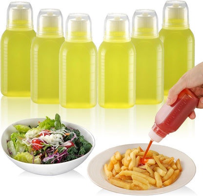 6pcs 3.4 oz Salad Dressing Container to Go, Leak Proof Travel Size Salad Dressing Bottles for Lunch with Screw Cap, Small Condiment Containers with Lid