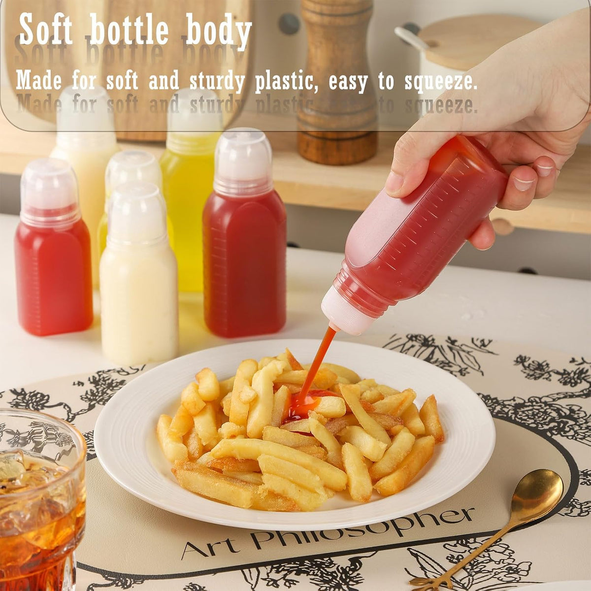 6pcs 3.4 oz Salad Dressing Container to Go, Leak Proof Travel Size Salad Dressing Bottles for Lunch with Screw Cap, Small Condiment Containers with Lid