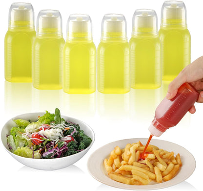 6pcs 3.4 oz Salad Dressing Container to Go, Leak Proof Travel Size Salad Dressing Bottles for Lunch with Screw Cap, Small Condiment Containers with Lid