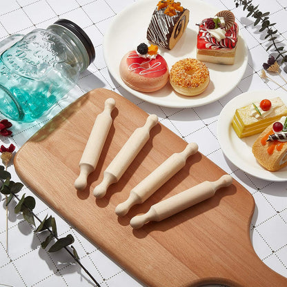 20 Pcs Wooden Mini Rolling Pin Long Kitchen Baking Small Dough Rolling Pin for Children Fondant Pastry Pizza Crafting and Imaginative Play for Halloween and Christmas Presents (6 Inches)