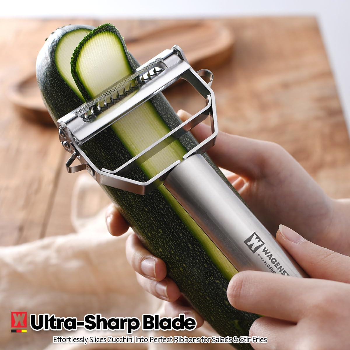 Stainless Steel Potato Peeler with Extra-Wide Peeling Blade, Great for Large Vegetables (1611)