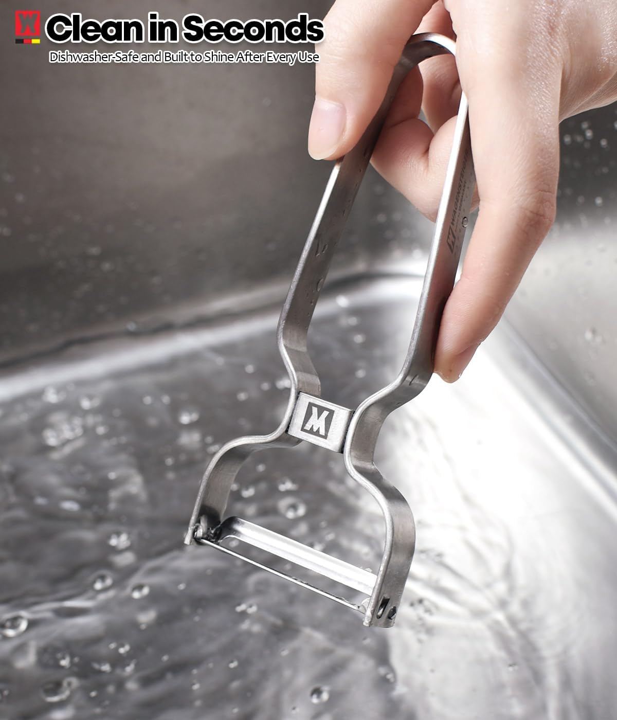 Stainless Steel Potato Peeler with Extra-Wide Peeling Blade, Great for Large Vegetables (1611)