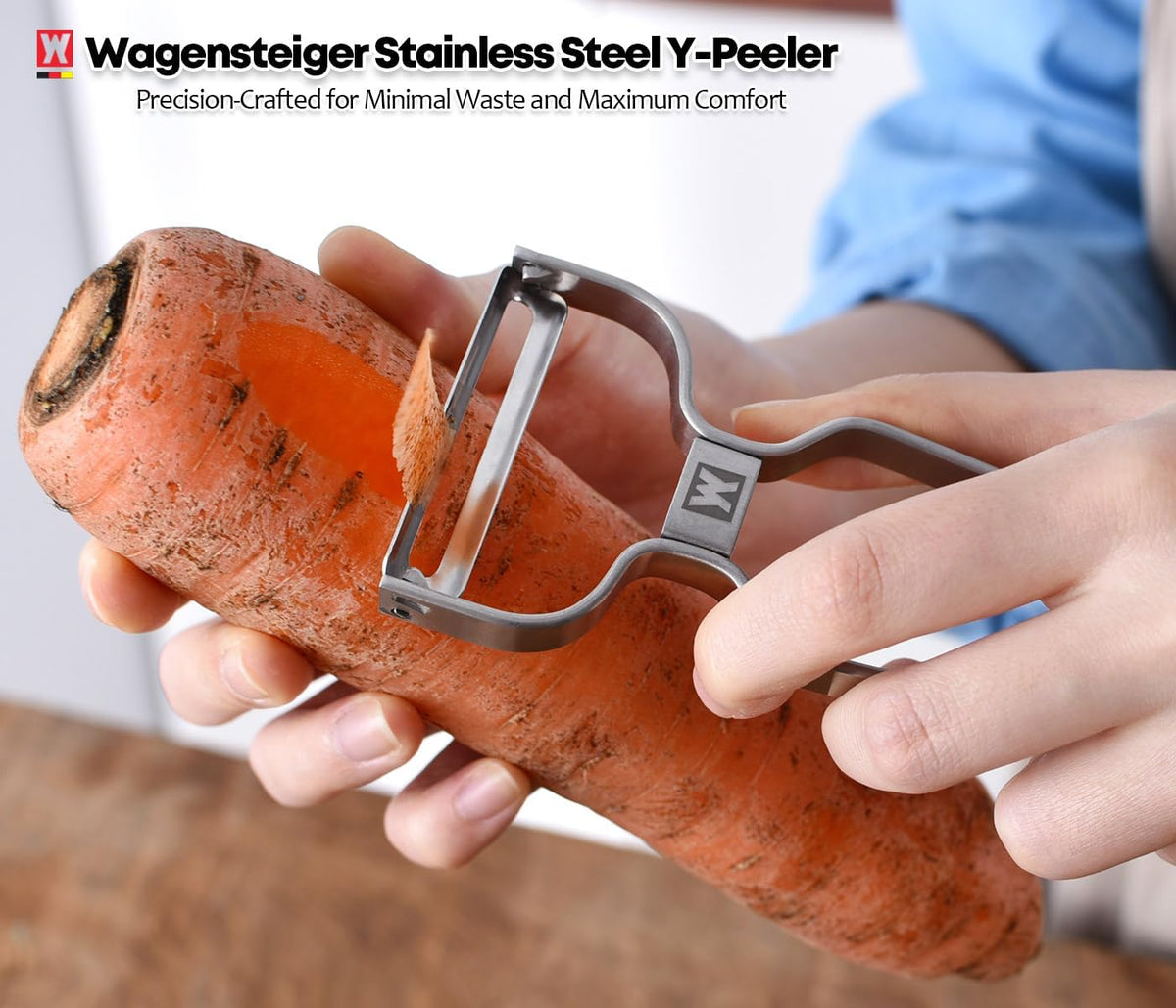 Stainless Steel Potato Peeler with Extra-Wide Peeling Blade, Great for Large Vegetables (1611)