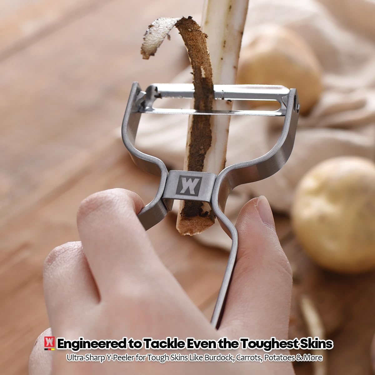 Stainless Steel Potato Peeler with Extra-Wide Peeling Blade, Great for Large Vegetables (1611)