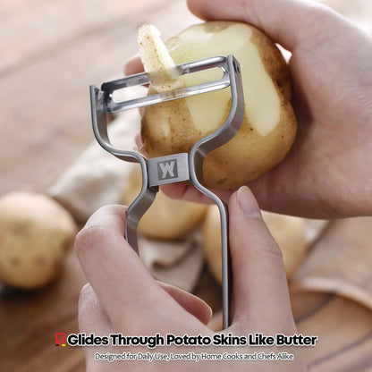 Stainless Steel Potato Peeler with Extra-Wide Peeling Blade, Great for Large Vegetables (1611)
